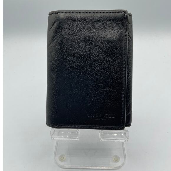 Coach Men's Leather Tri-Fold Wallet, Black - Picture 1 of 8
